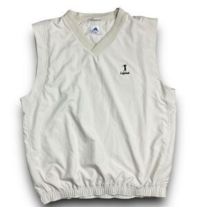 Adidas Vest Mens L Cream VTG Pullover Legends Golf V Neck Windbreaker